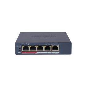 Switch 4 porturi PoE Hikvision DS-3E1105P-EI, L2, Smart Managed, 4 × 100 Mbps PoE RJ45 ports, si 1 × 100 Mbps network RJ45 port,