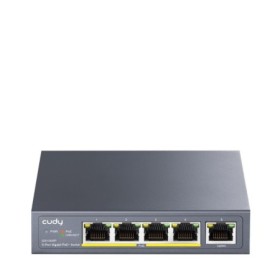 CUDY 5-Port 10/100/1000M PoE+ Switch 60W, 5 10/100/1000M ports with 4POE+ Ports Unmanaged Switch with UL power adapter IEEE802.3