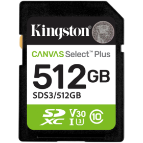 KINGSTON 512GB SDXC Canvas Select Plus Gen3 150MB/s C10 UHS-I U3 V30
