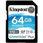 Kingston 64GB SDXC Canvas Go Plus 170R C10 UHS-I U3 V30 EAN: 740617301397