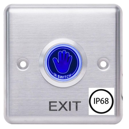 Buton de iesire cu infrarosu waterproof, incastrabil, ND-EB35, Iesire contact:NO/NC Icon: Hand, IP68,  LED stare Bi-color: albas